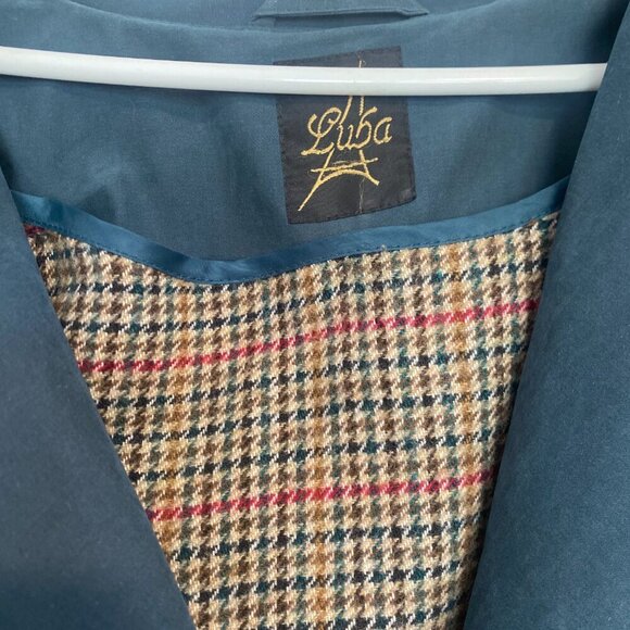 Vintage Luba Paris Trench Coat Emerald Green‎ Long Trench Coat Size Large 12 - Picture 4 of 9